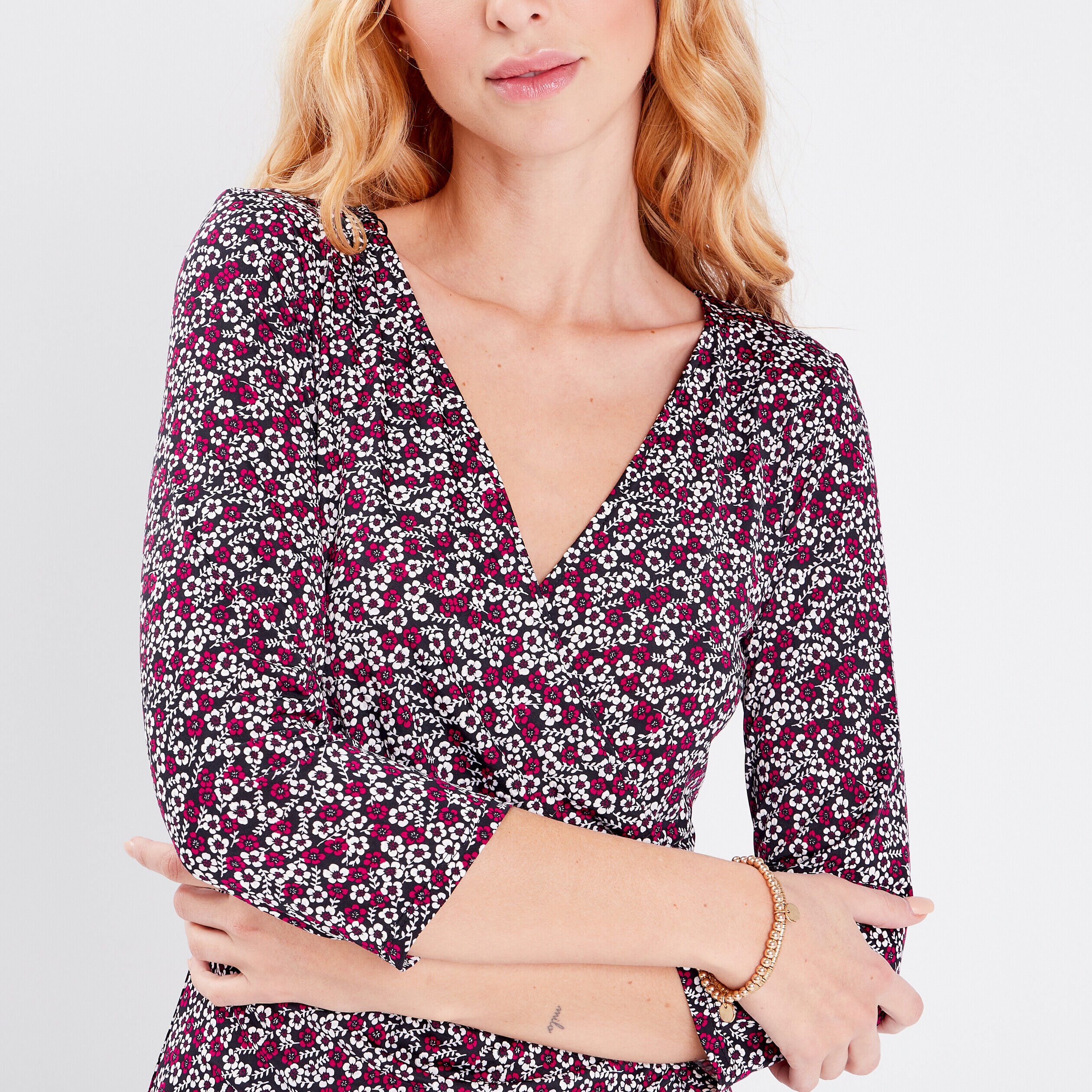 Robe moulante manches 3/4 denim noir femme | Cache Cache