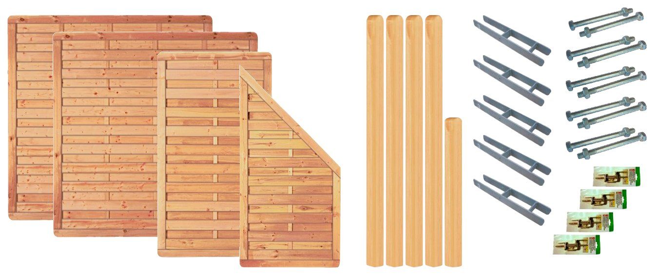 Tetzner & Jentzsch Dichtzaun Atlanta 1, (Set), 4 Elemente, LxH: 595x180 cm