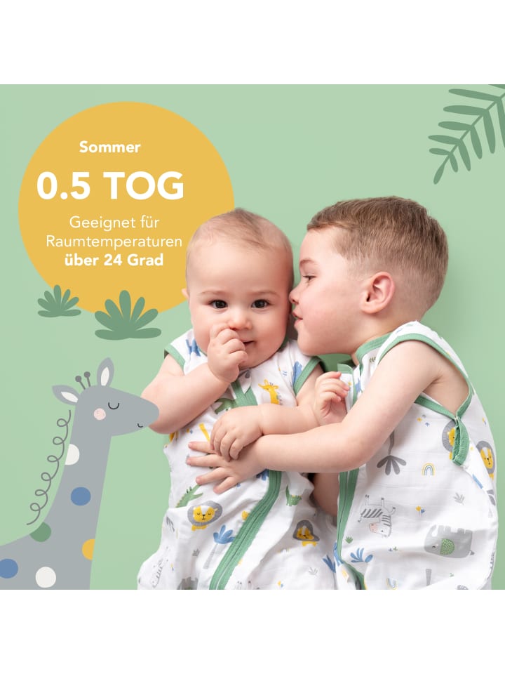 Schlummersack Musselin Babyschlafsack, 0.5 TOG in Dunkelgrün günstig kaufen