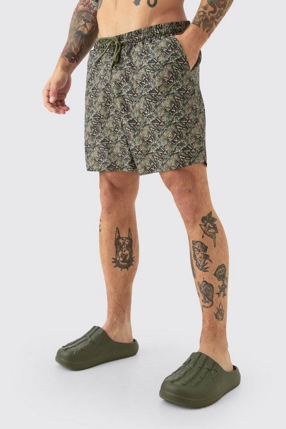 Mittellange Man Camouflage Badehose