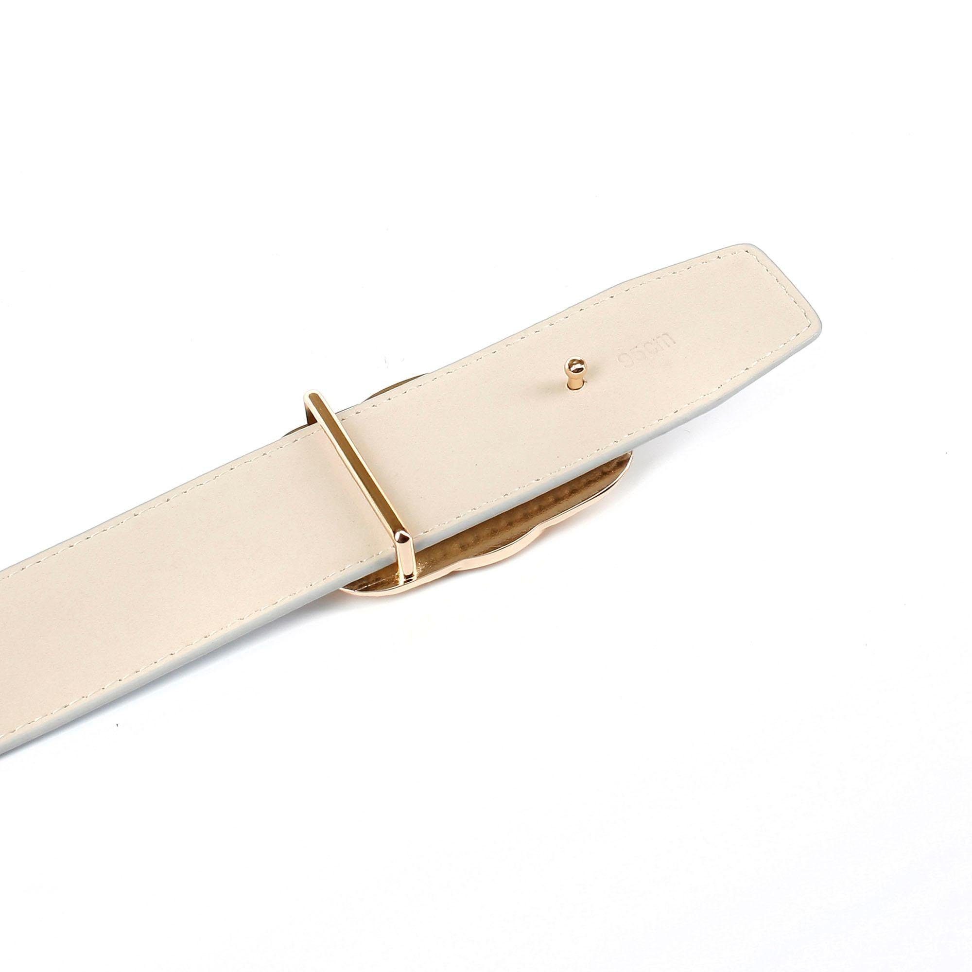 Anthoni Crown Ledergürtel mit glänzender, filigraner, goldfarbener Schließe