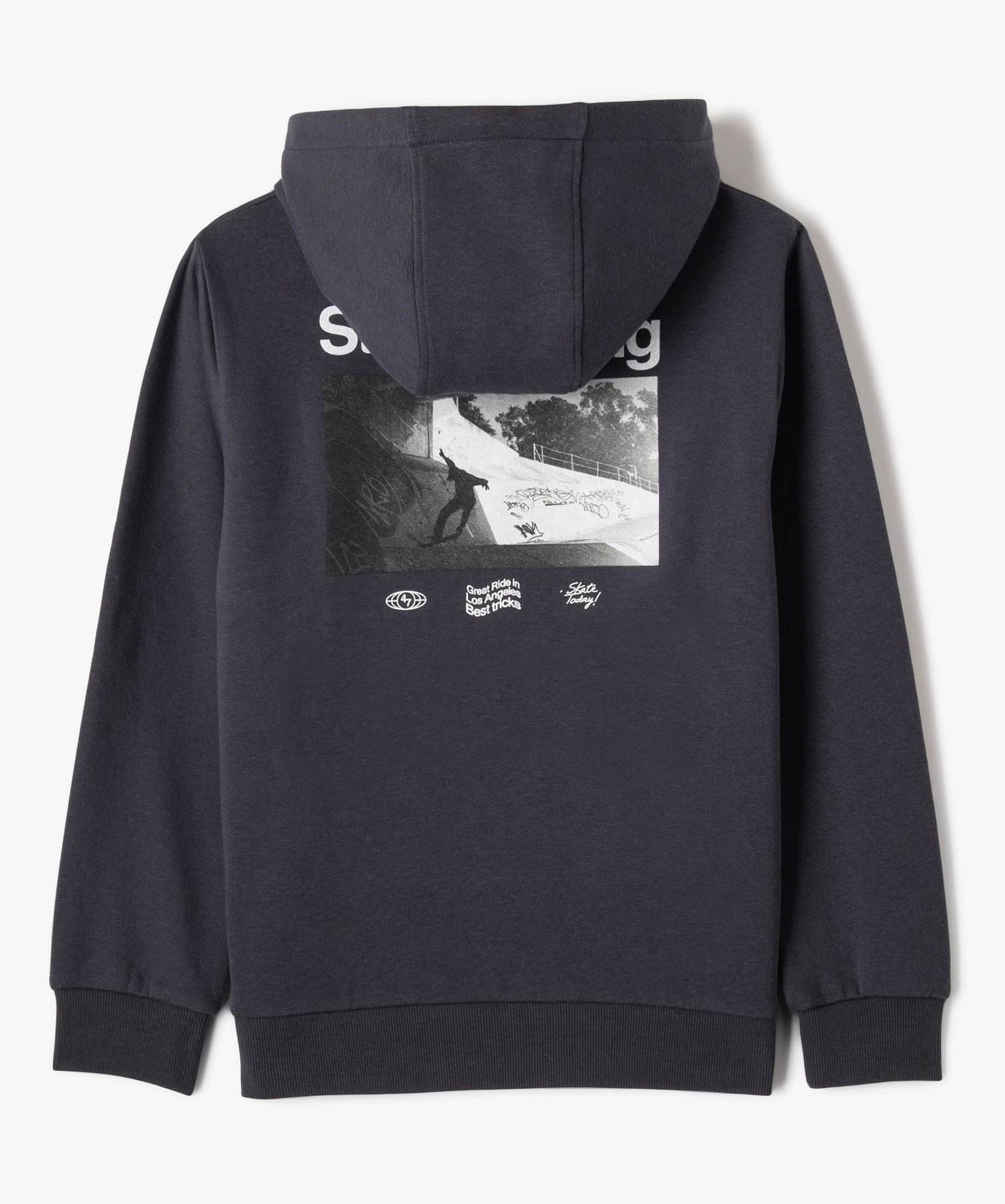 Sweat à capuche imprimé Garçon bleu fonce | GEMO