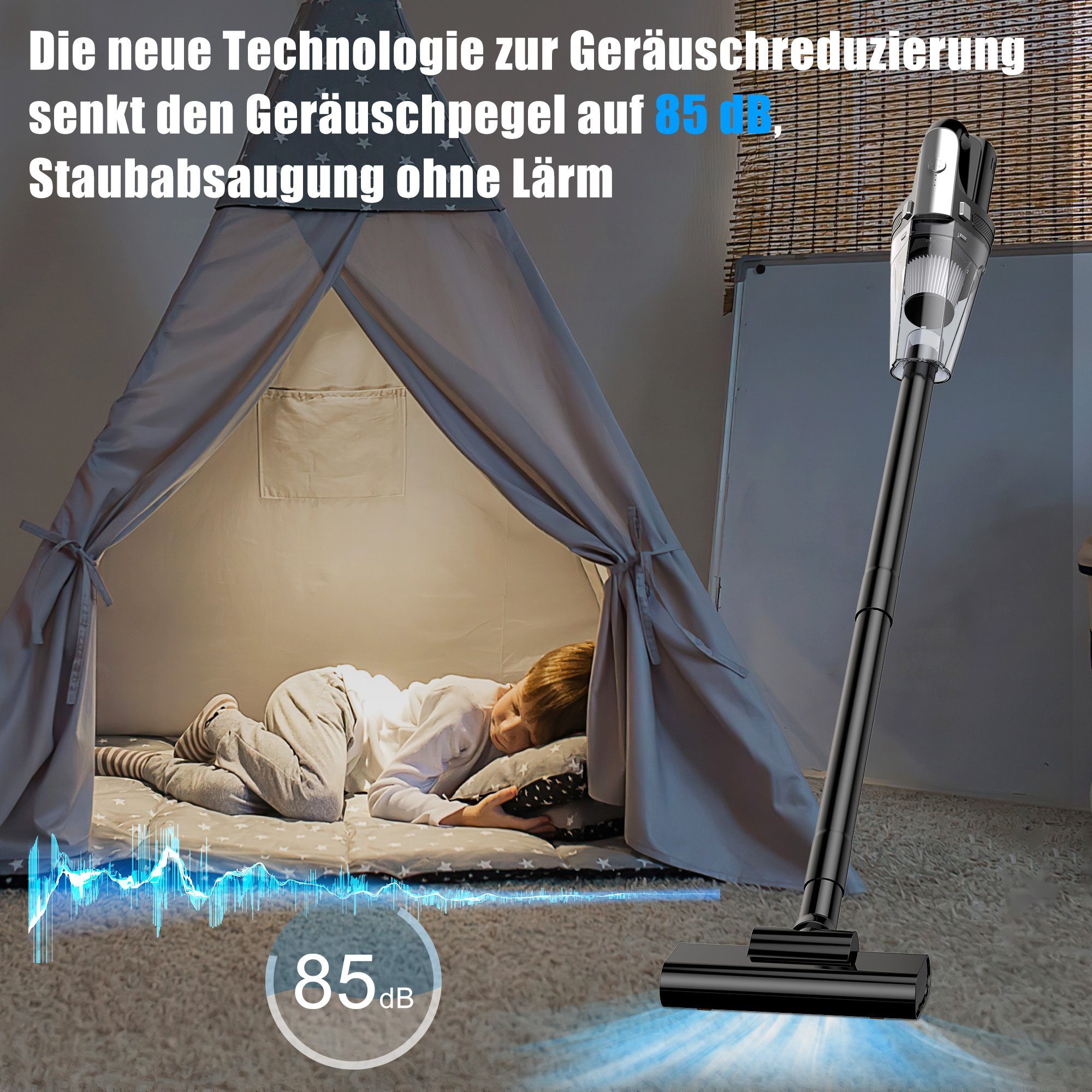Vbrisi Akku-Handstaubsauger Handstaubsauger, Autostaubsauger 7500Pa Staubsauger, Mit 6000mA-Akku, Mit Aufbewahrungstasche, 4 in 1 Multifunktionaler Akku-Handstaubsauger, Kann in Wohnungen, Autos usw. verwendet werden, Mit Lichtfunktion