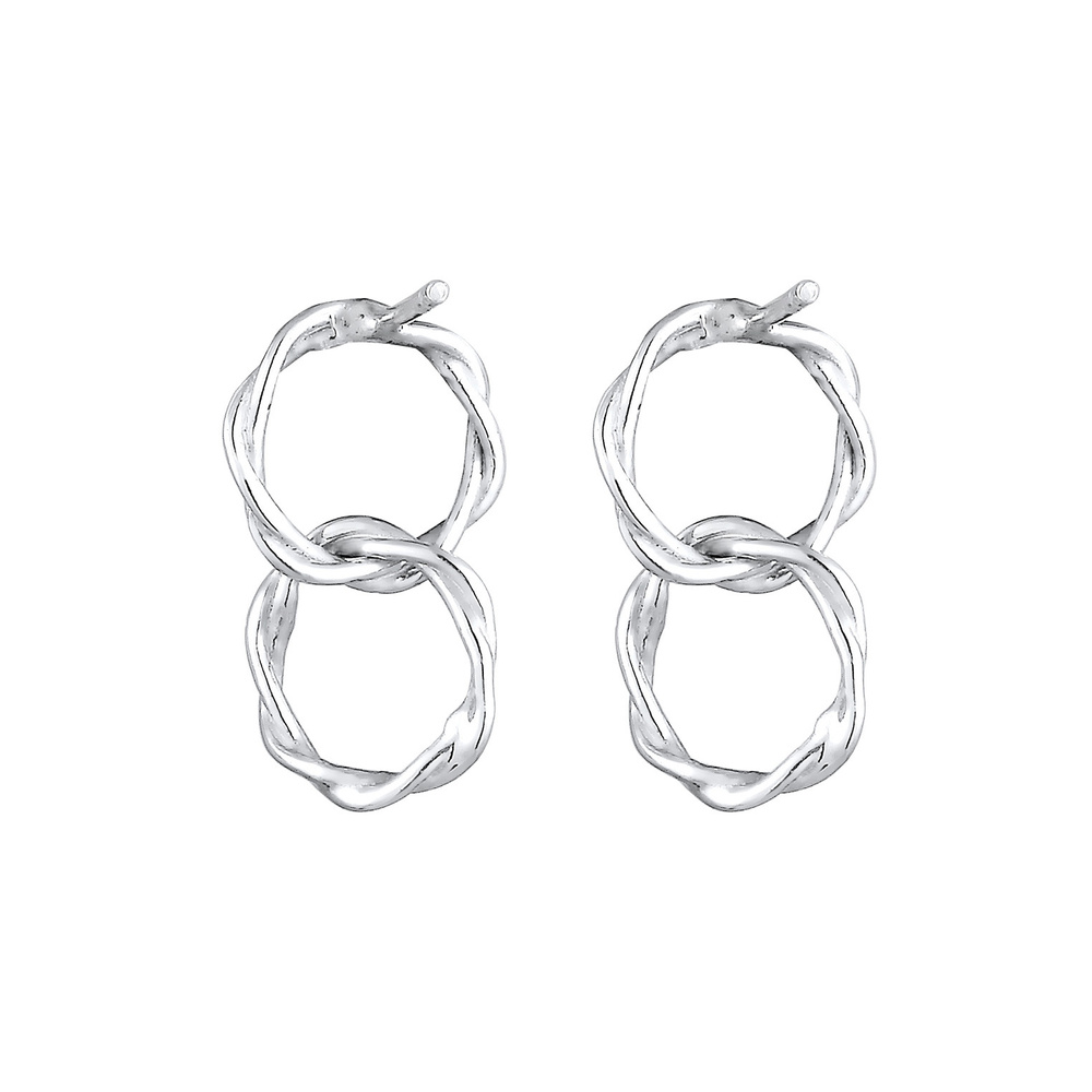 Elli Elli Boucles d'Oreilles Tordu Cercles Geo Minimal Boucles d'oreilles Femme  (925/ Boucles d'oreilles