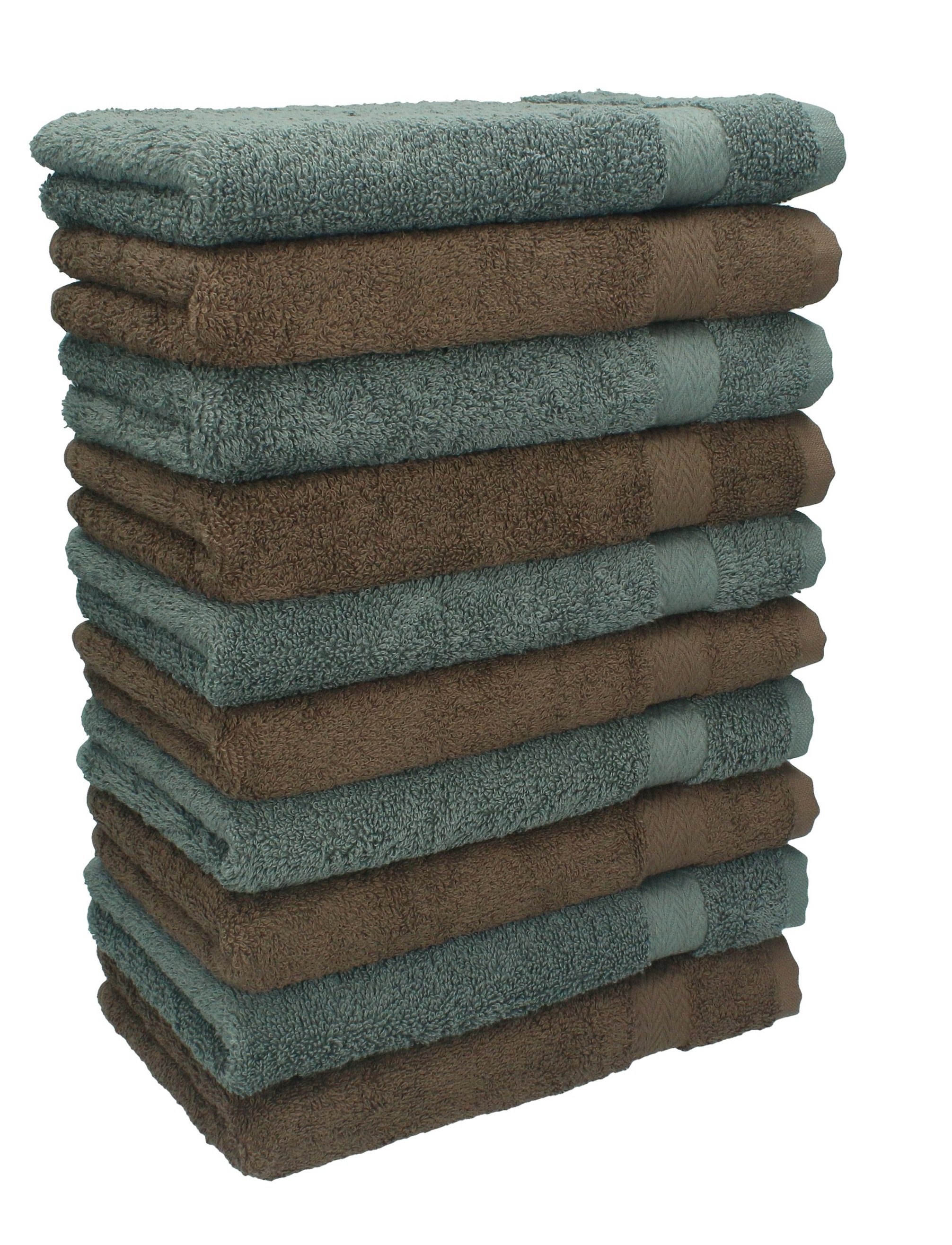 Betz Seiftuch 10 Stück Seiftücher Premium 100% Baumwolle Seiflappen-Set 30x30 cm Farbe nussbraun und anthrazit