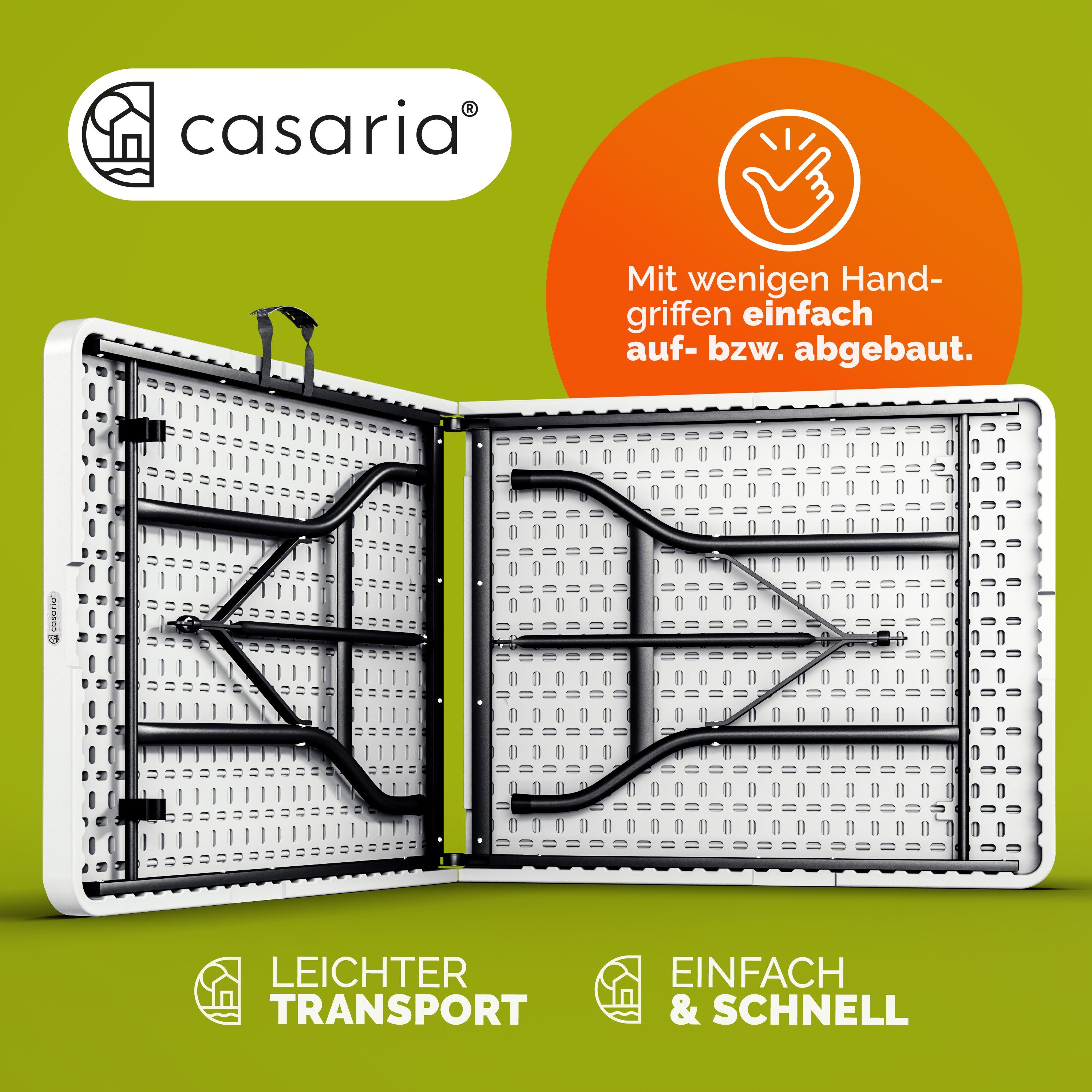 Casaria Klapptisch (2-St), 2x 183x76cm Klappbar Wetterfest Tragbar Garten Camping Balkon Tisch