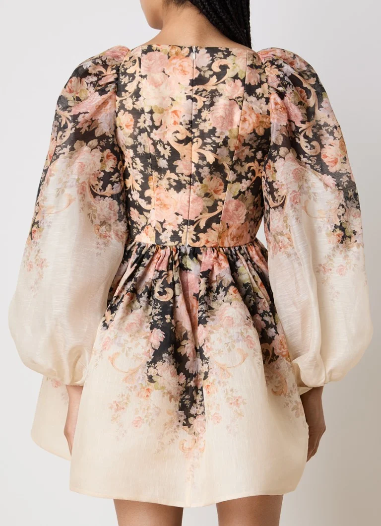 Zimmermann mini dress in silk blend with floral print