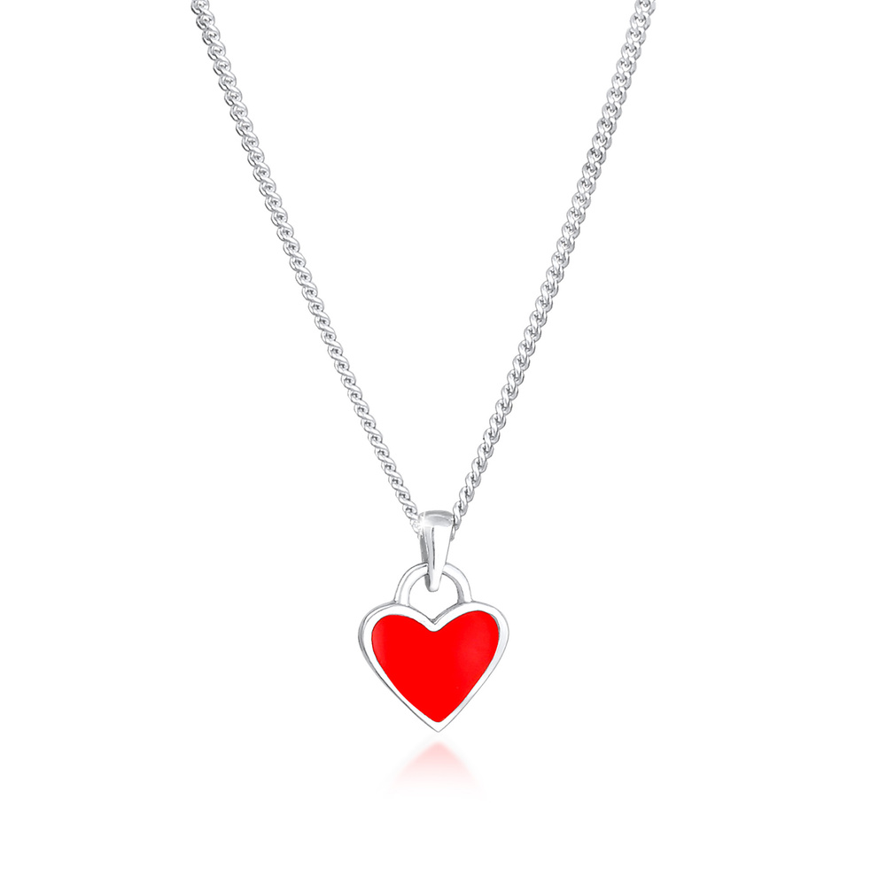 Elli Elli Collier Enfants Pendentif Cœur Mignon avec émail rouge en argent sterling 92 collier