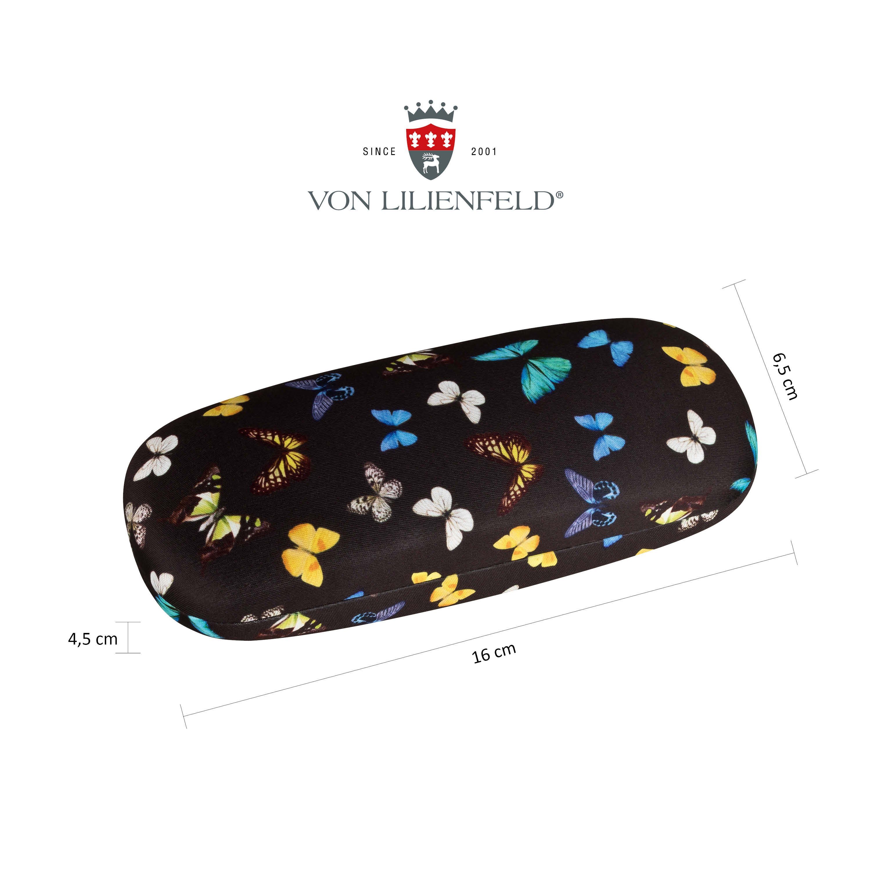 von Lilienfeld Brillenetui Brillenetui Schmetterlinge Butterfly Schmetterlingstanz Brillenbox, stabiles mit Mikrofaser bezogenes Hardcase
