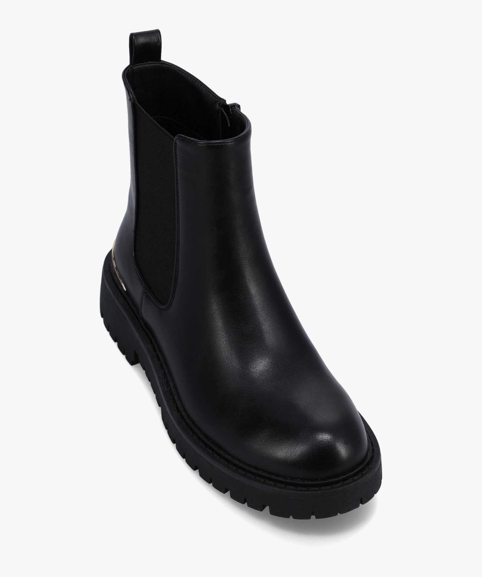 Boots femme style Chelsea crantées avec détail métallisé noir | GEMO