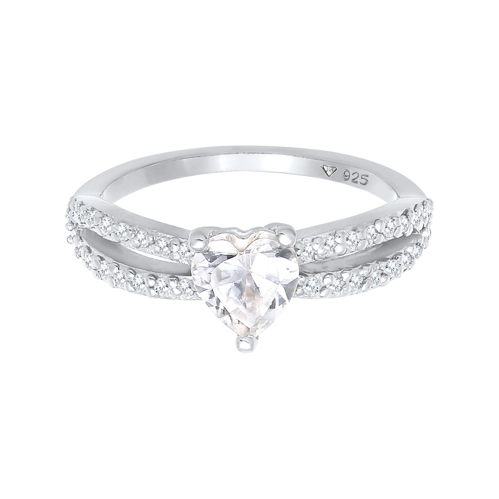 Elli Elli Bague Bague de fiançailles solitaire pour dames  avec cristaux de zircone en Bague