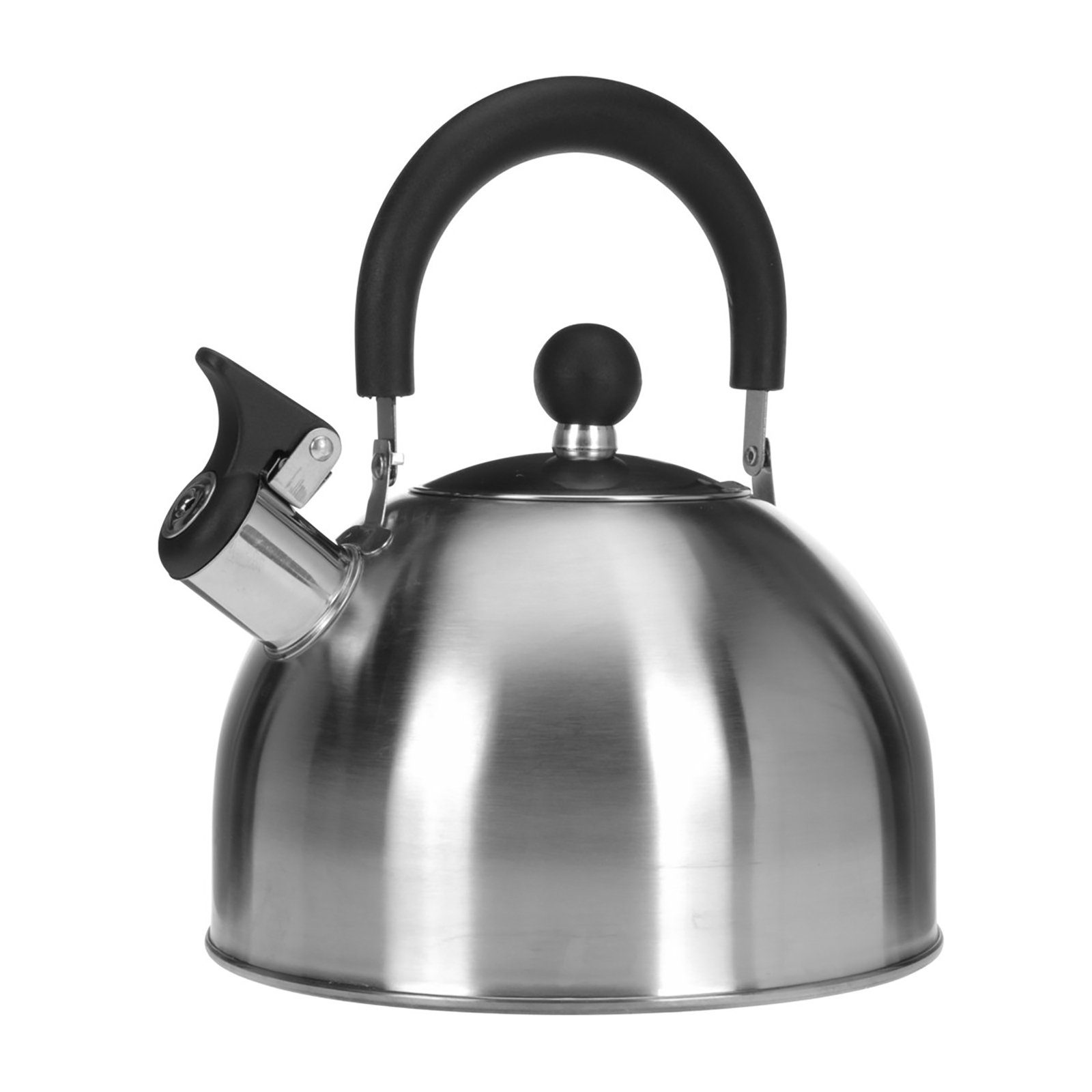 Neuetischkultur Wasserkessel Pfeifkessel 2,5 Liter Edelstahl, Edelstahl, Wasserkessel mit einklappbaren Griff