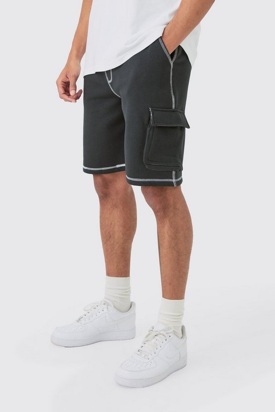 Lockere Man Cargo-Shorts mit Kontrast-Naht