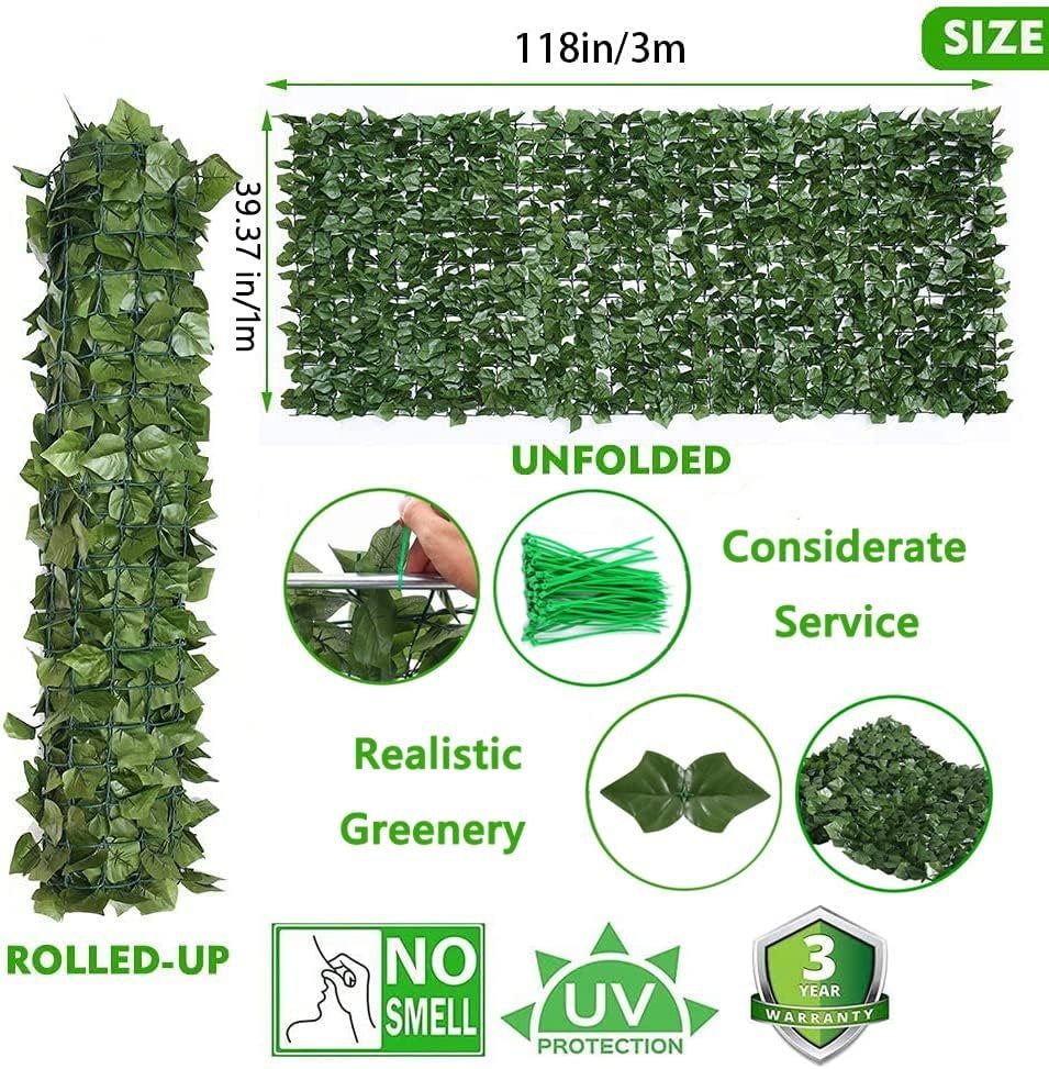 BlingBin Balkonsichtschutz 300x100cm Blätter Zaun Grün Sichtschutz Windschutz Zaun Garten Balkon Künstlicher dekorativer Zaun