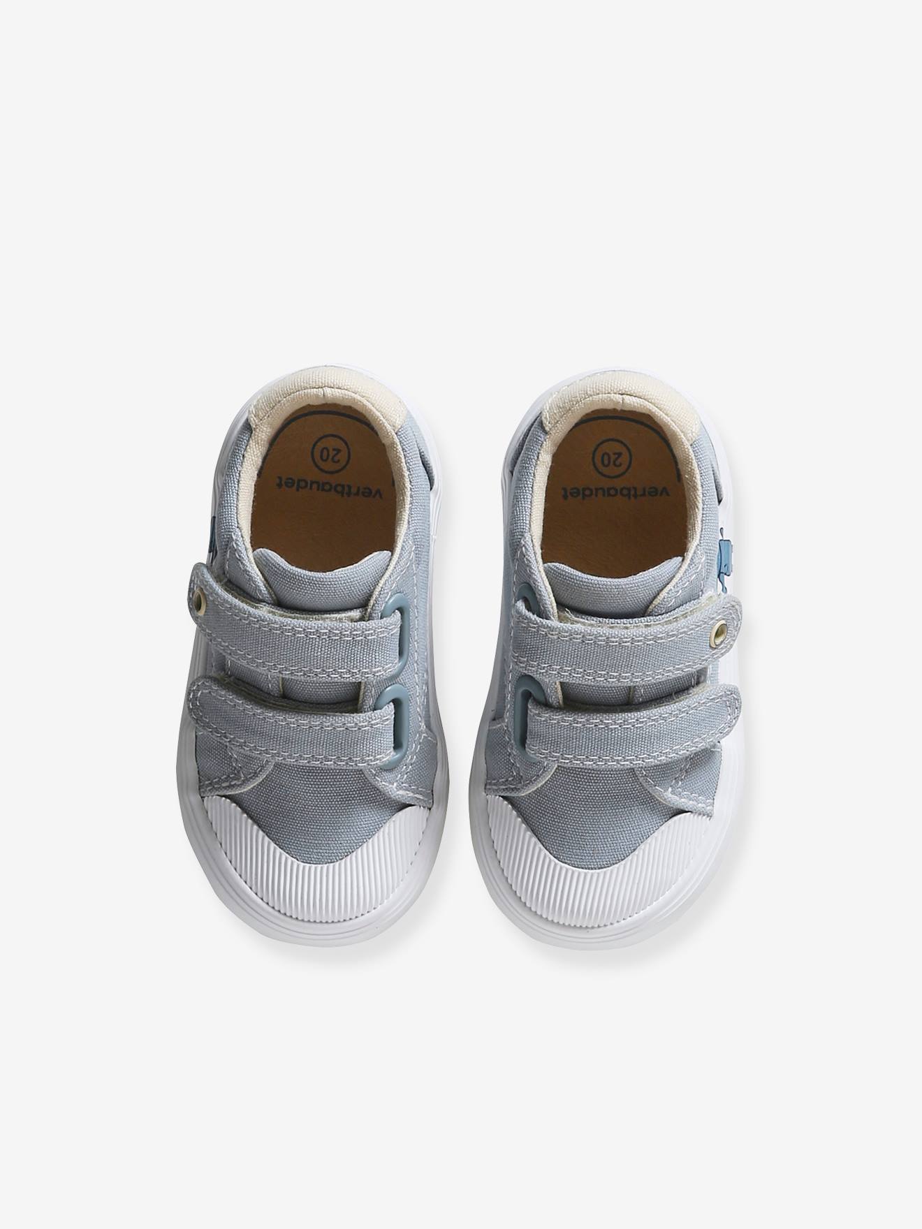 Vertbaudet Baby Stoffsneakers mit Klettriemchen - beige bedruckt
