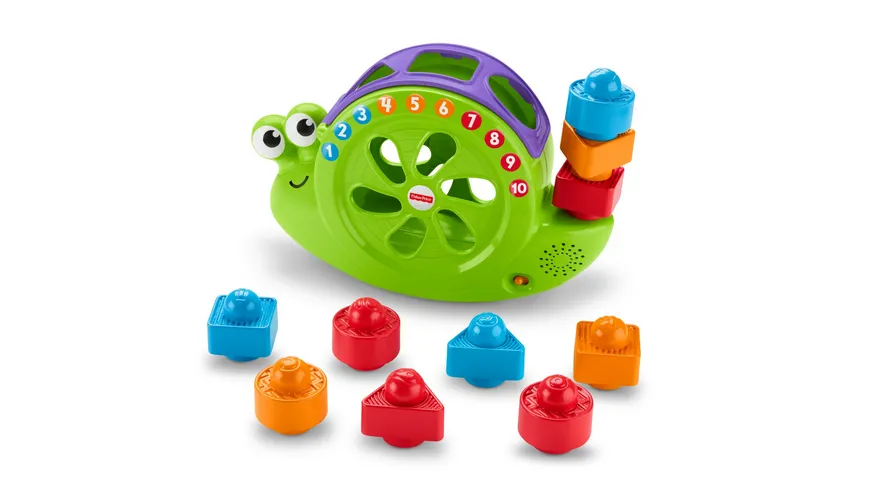 Fisher-Price Babys Musik Schnecke, Steckspielzeug, Stapelspiel, Lernspielzeug