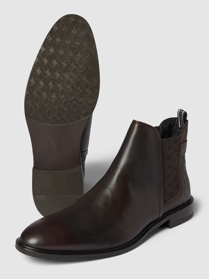 Chelsea Boots mit rückseitiger Prägung Modell 'Samuel' in mittelbraun