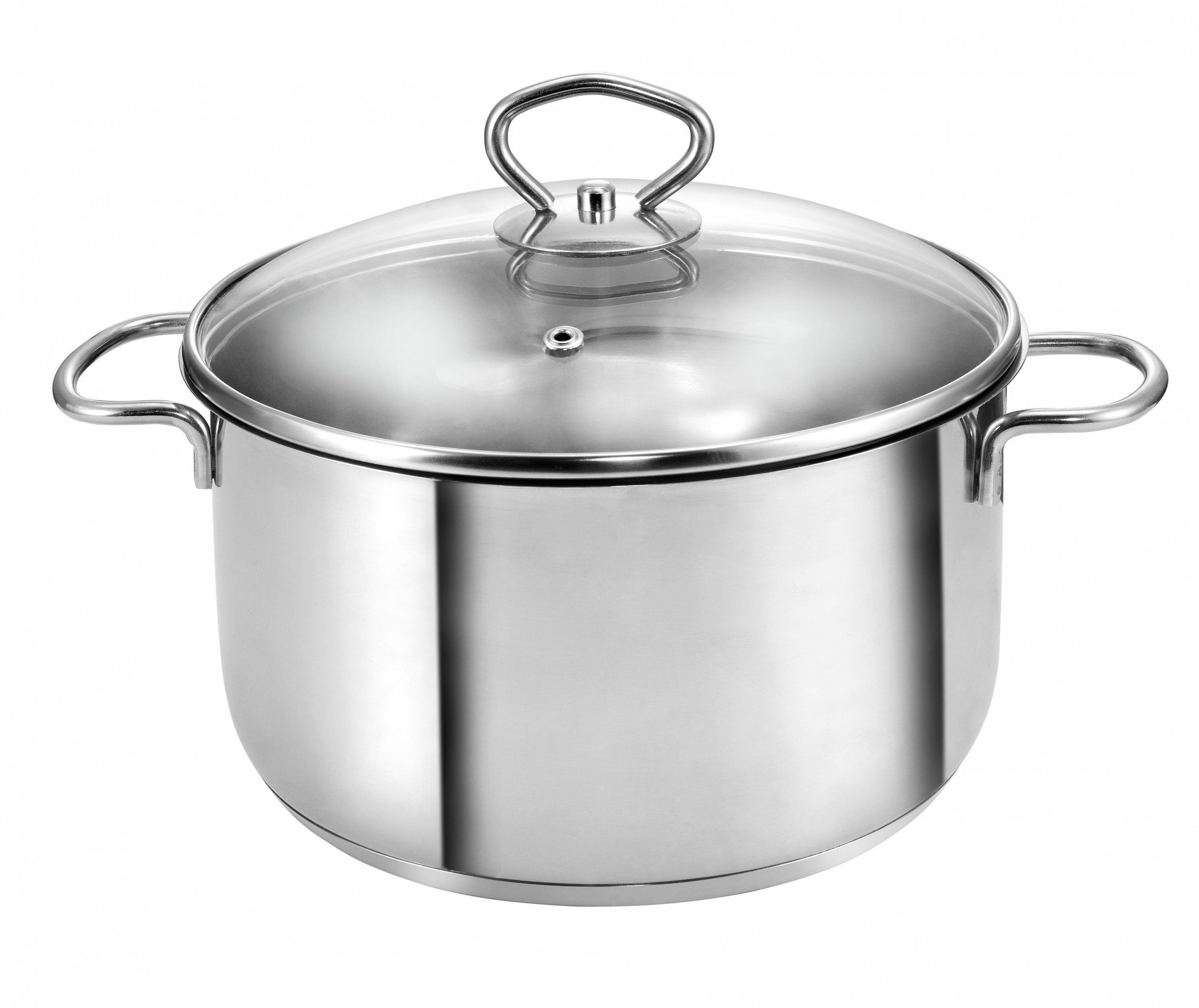 Kopf Topf-Set Merkur 4-teilig, Edelstahl (4-tlg), Induktionstöpfe mit Schüttrand, Literskala und Glasdeckel