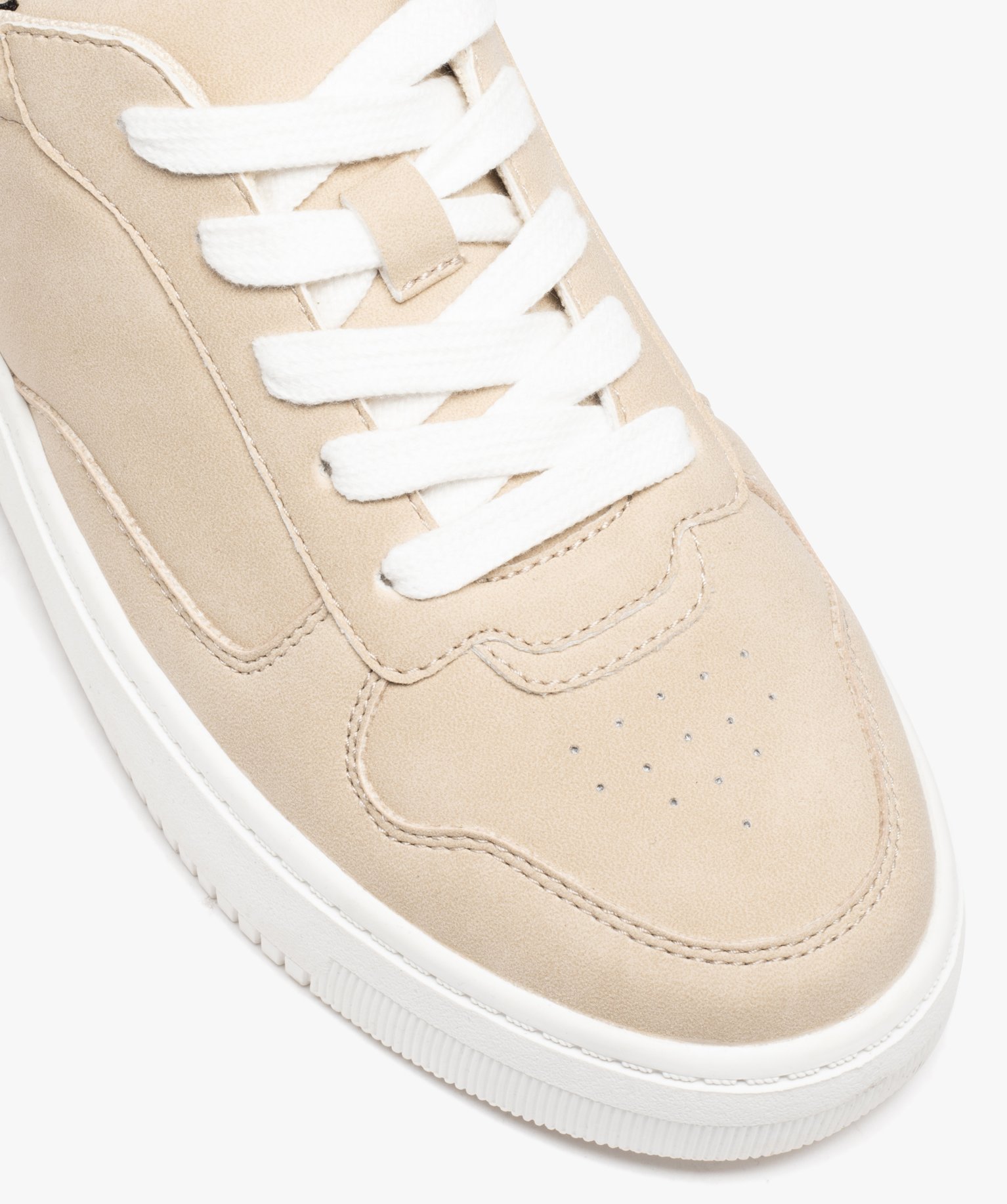 Baskets femme unies à semelle épaisse avec lacets contrast... beige | GEMO