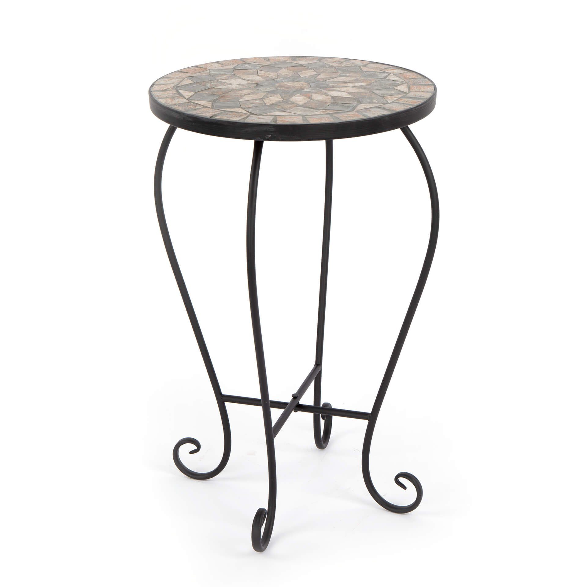 K&L Wall Art Blumenhocker Beistelltisch Mosaiktisch Pflanzenhocker Gartentisch Blumentreppe, Naturstein Mosaik Tischplatte