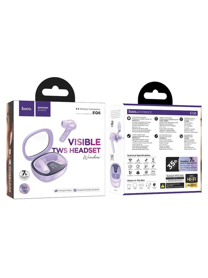 HOCO HOCO Bluetooth-Kopfhörer TWS Shadow EQ6 In-Ear-Kopfhörer Lila in Lila günstig kaufen onesize