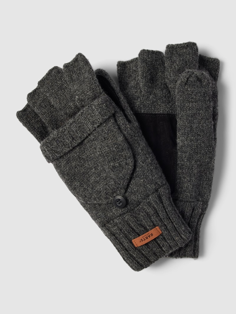 Handschuhe aus Lammawolle mit Label-Detail Modell 'HAAKON' in anthrazit