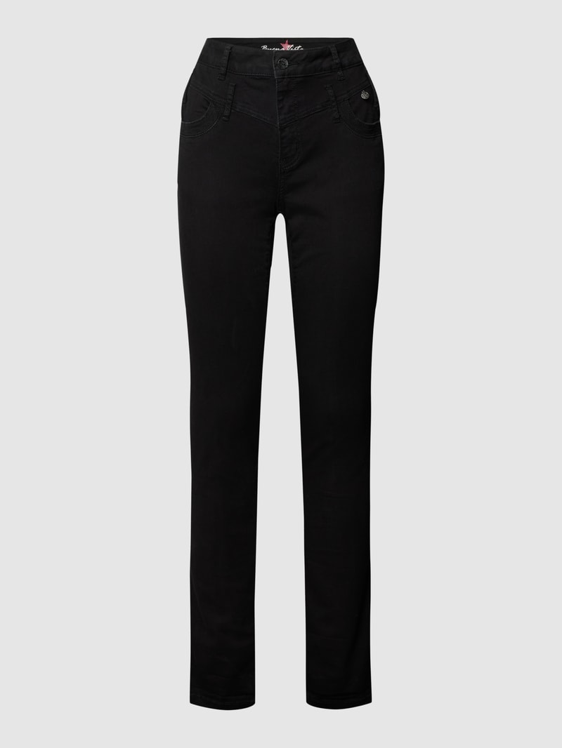 Jeans mit Label-Detail Modell 'Florida' in schwarz