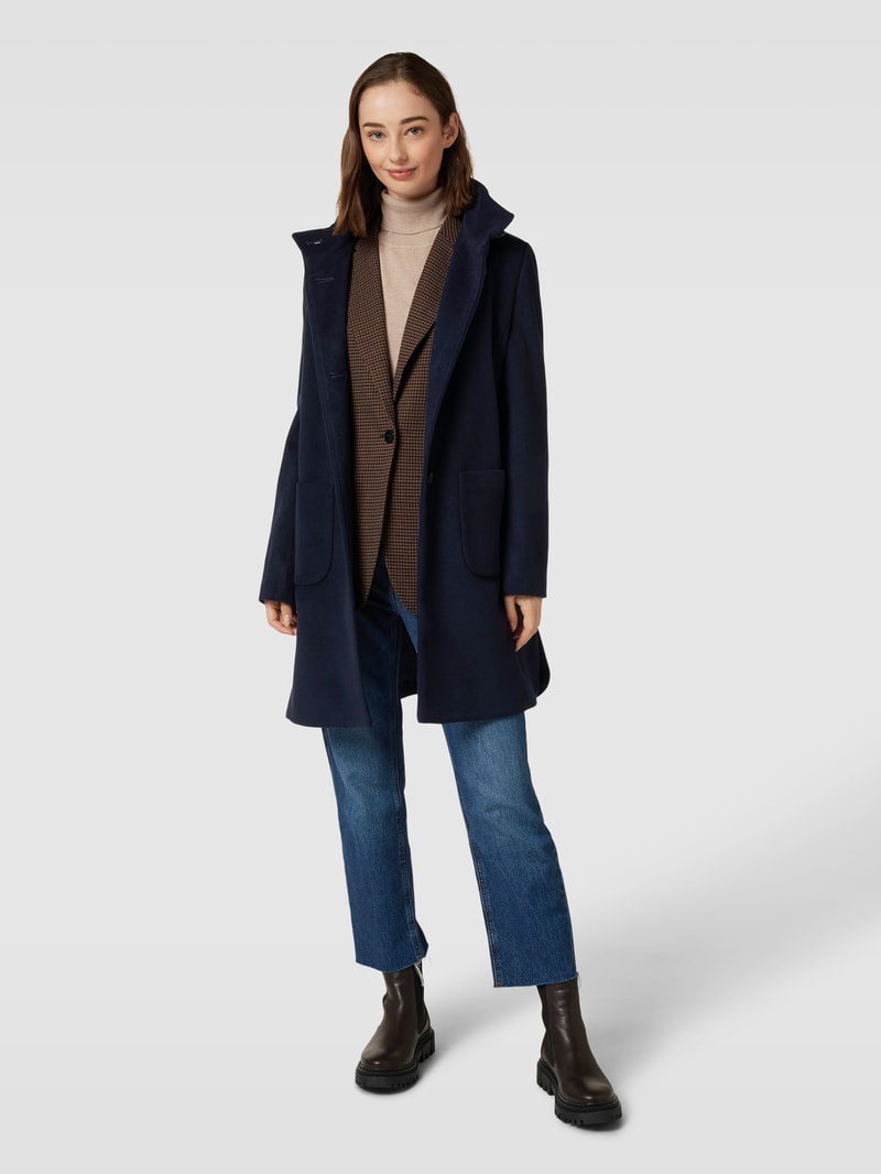 Kurzmantel mit Stehkragen und Eingrifftaschen in marineblau