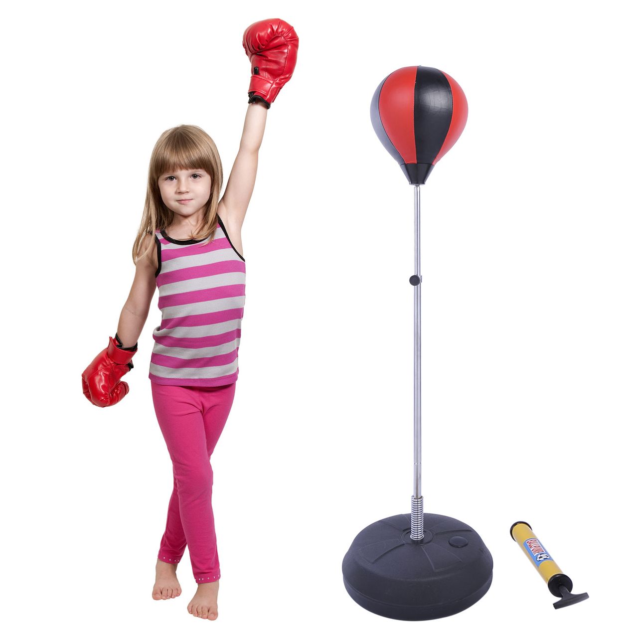 HOMCOM Punchingball Set Standbox Training Set höhenverstellbar Schwarz Rot
