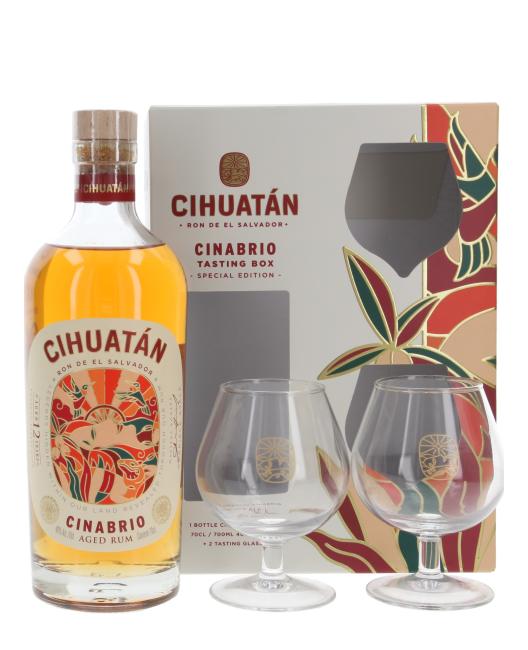 Cihuatán Rum Cinabrio mit zwei Gläsern 0,7 l·40 % vol