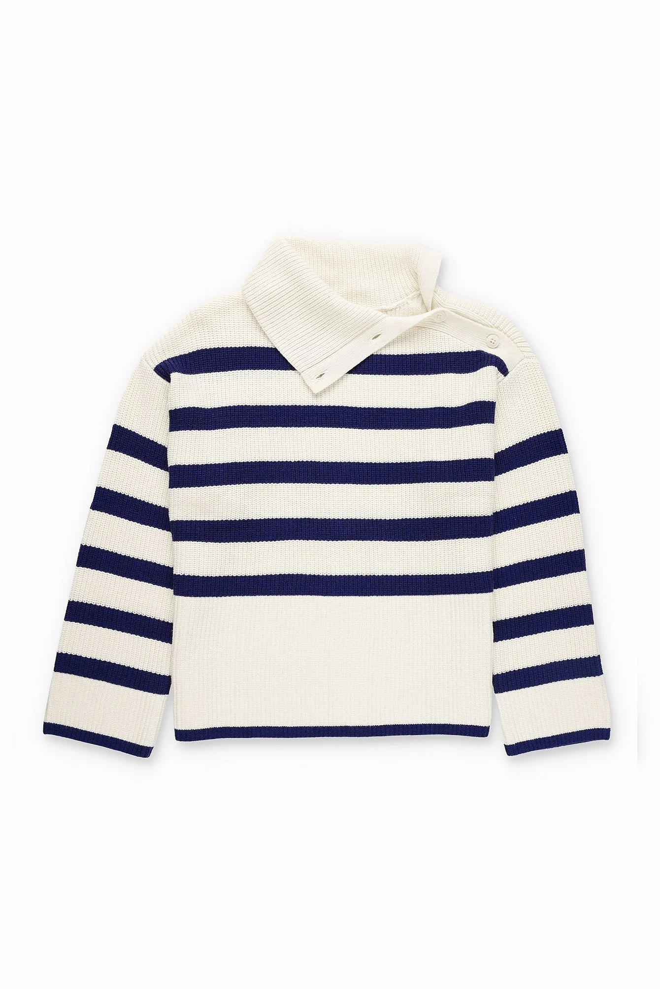 Gestreifter Rollkragenpullover aus Strick
