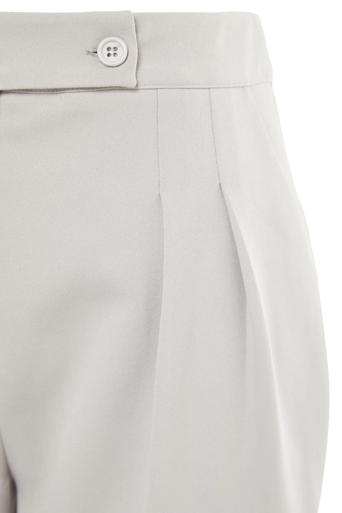 Trendyol Collection  Graue gewebte Hose mit weitem Bein und hoher Taille TWOAW22PL0066