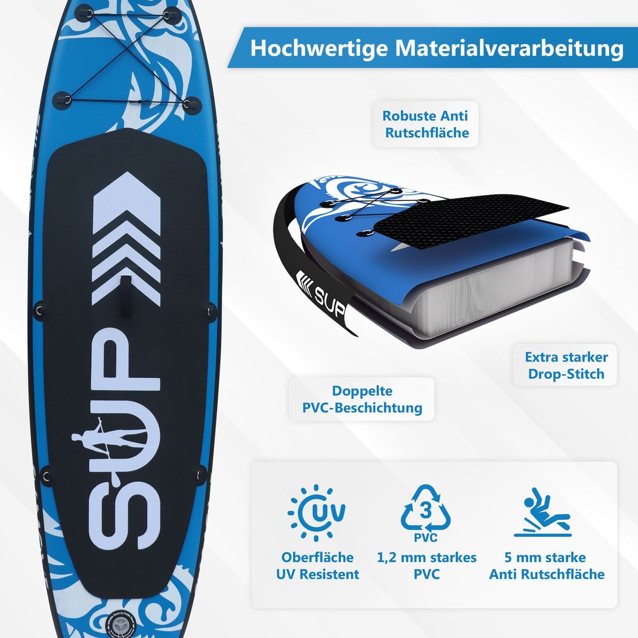 TroniTechnik 24MOVE® Standup Paddle Board SUP, inkl Zubehör,Paddel und Hochdruckpumpe,SPECIAL FORCE,366x80x15cm