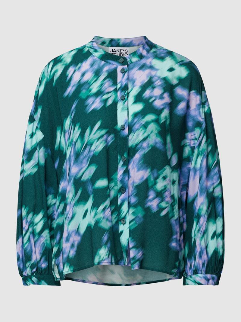 Bluse mit Allover-Print in dunkelblau