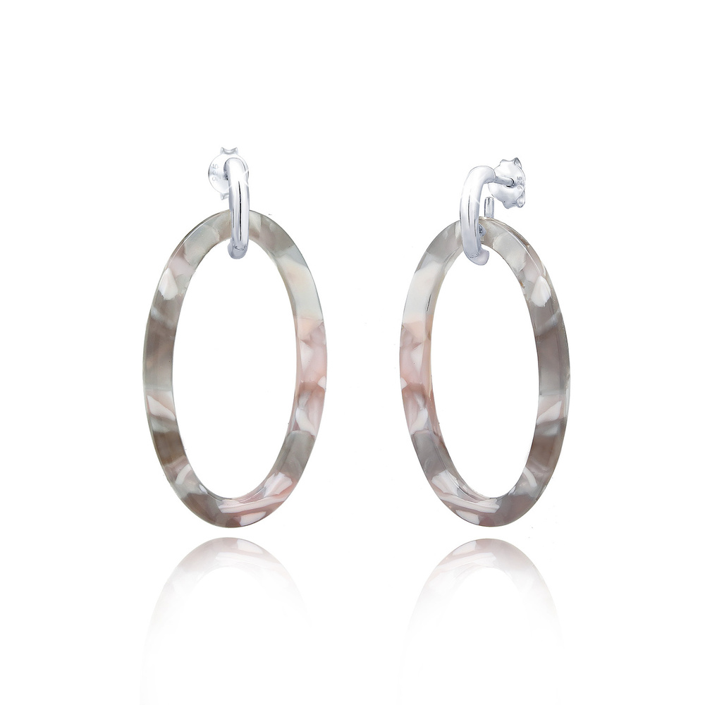Elli Elli Boucles d'Oreilles Hänger Azetat Gemustert Tropfen Trend 925er Silber Boucles d'oreilles
