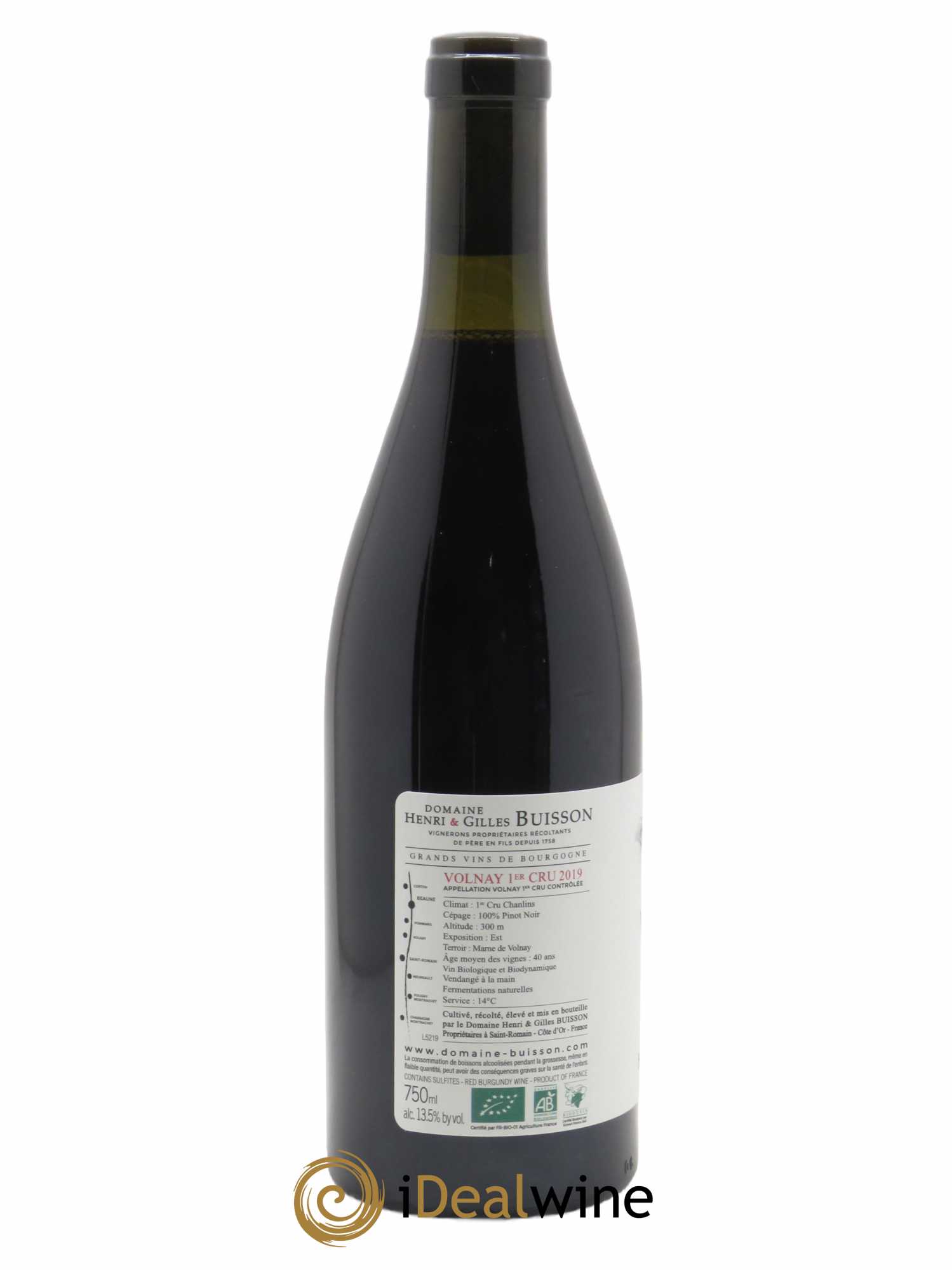 Volnay 1er Cru Les Chanlins Henri et Gilles Buisson (Domaine)  2019 - Lot de 1 Bouteille