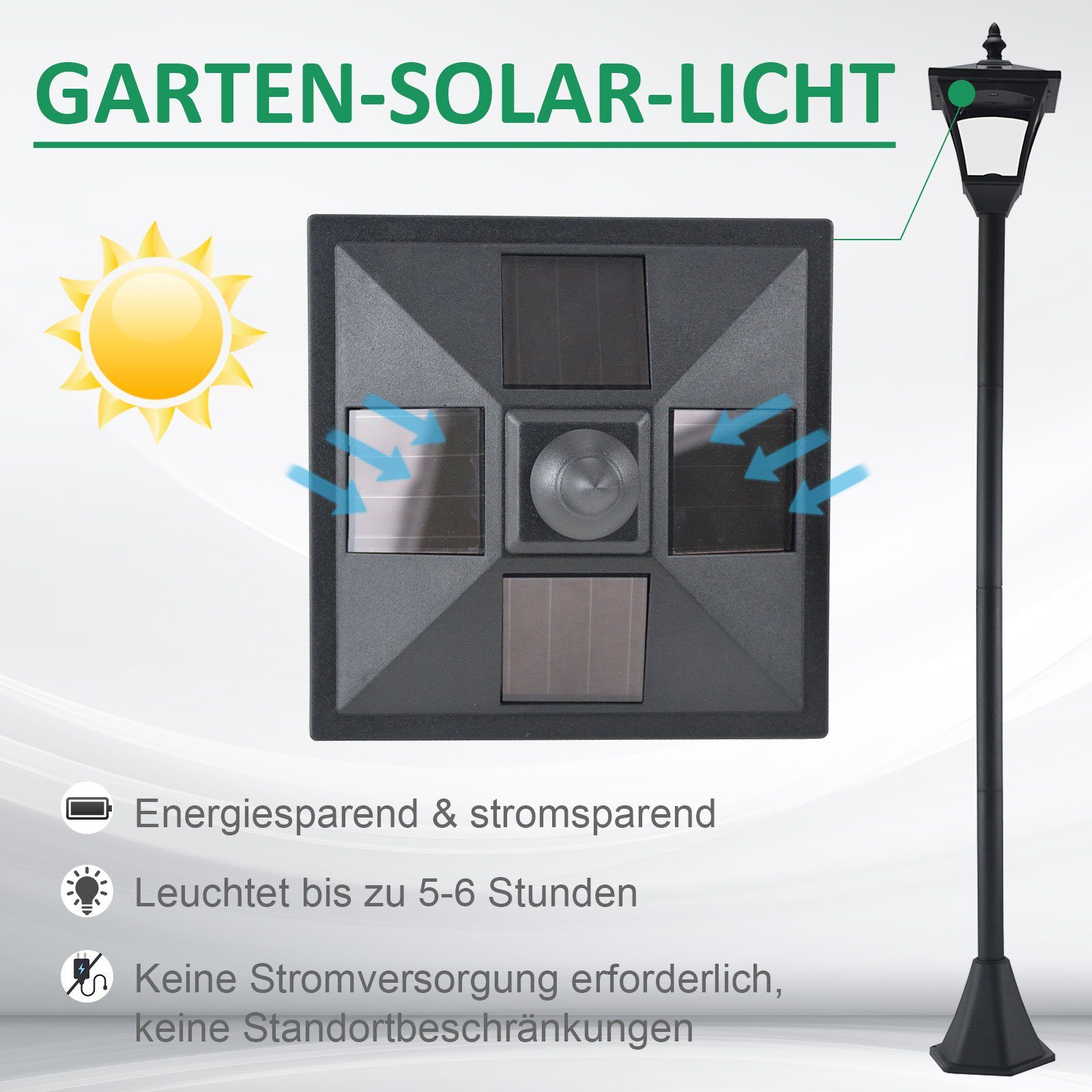Outsunny LED Solarleuchte Solar Laterne