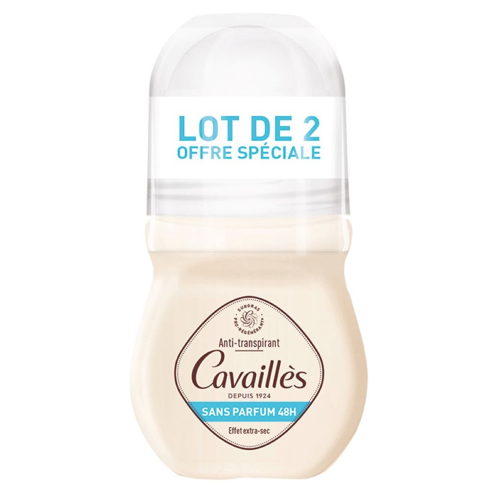 Cavaillès ABSORB+ 48H SANS PARFUM ROLL-ON 50MLX2 DEODORANTS