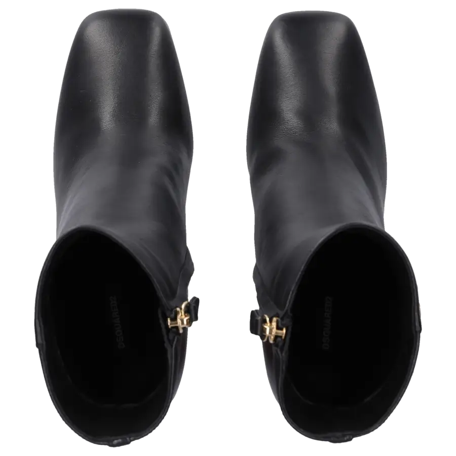 Dsquared2 - Stiefeletten CANADIANA Kalbsleder Logo Metallisch schwarz - schwarz