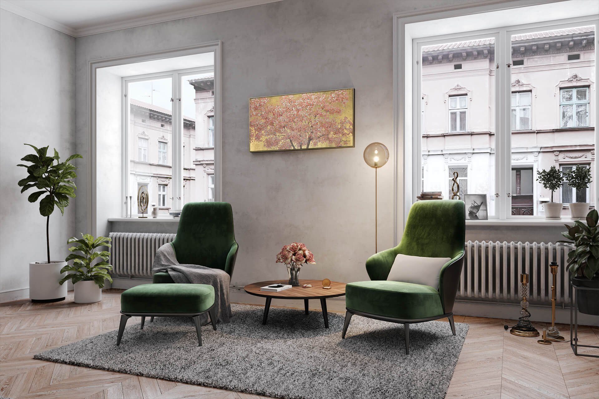 KUNSTLOFT Gemälde Erster Blumenduft 120x60 cm, Leinwandbild 100% HANDGEMALT Wandbild Wohnzimmer
