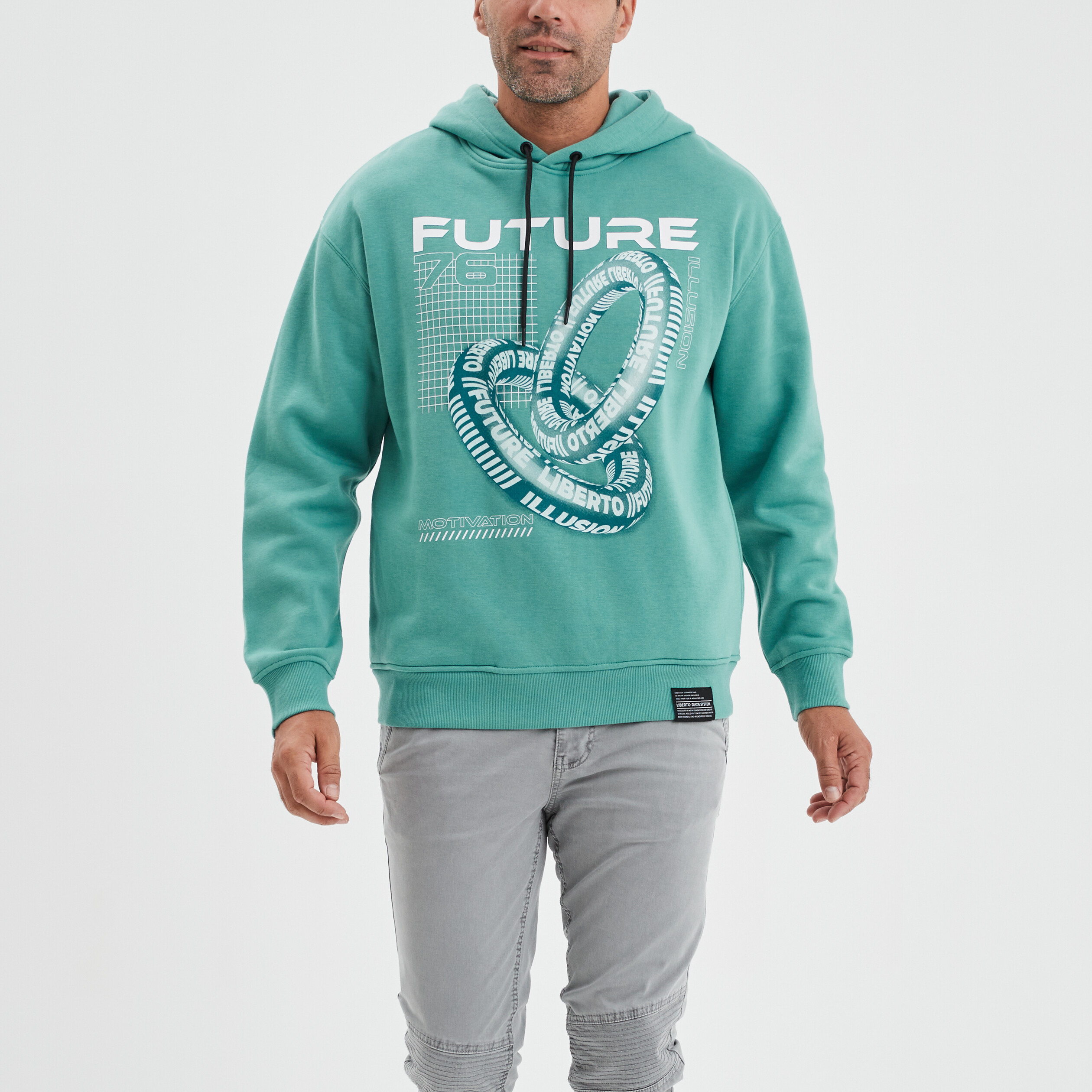 Sweat à capuche hoodie Liberto bleu turquoise homme | La Halle