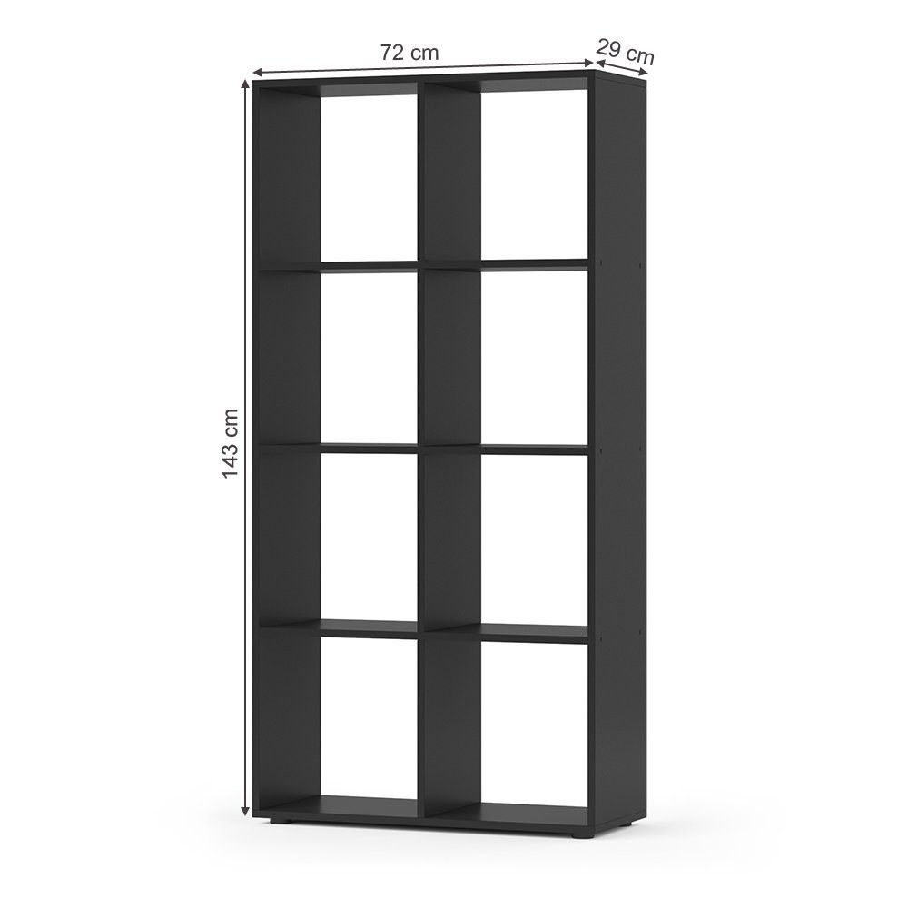 Vicco Raumteiler Bücherregal Standregal SCUTUM 8 Fächer Schwarz