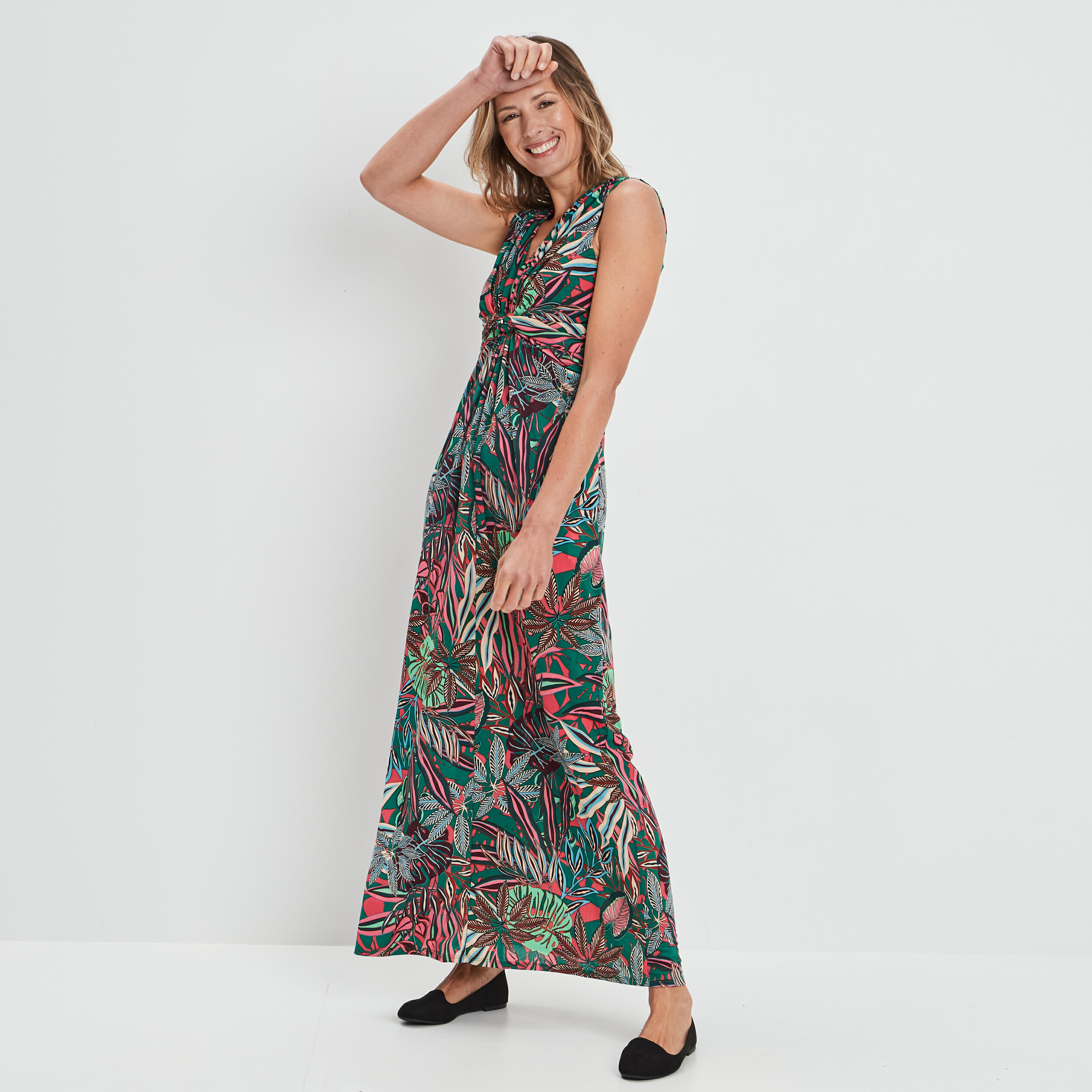 Robe longue droite vert femme | La Halle