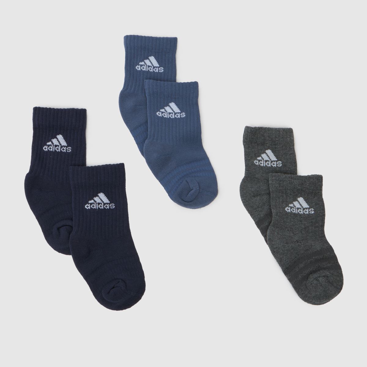 adidas marinblå sportstrumpor med multifärgad design för barn, 3-pack