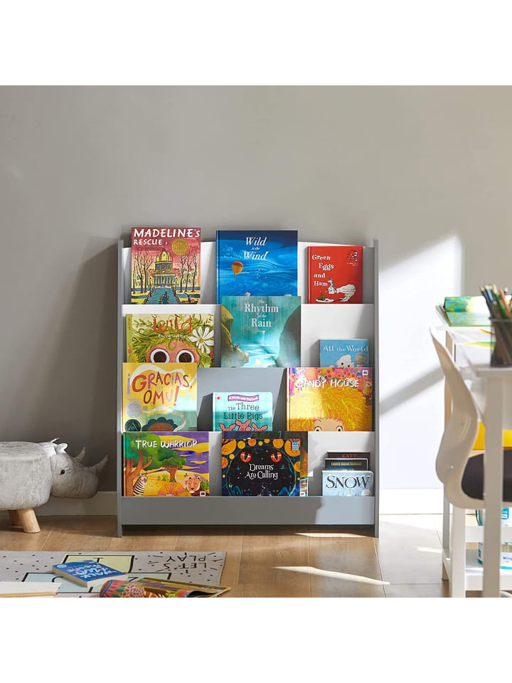 SoBuy Bücherregal in Weiß und Hellgrau - (B)80 x (H)88 x (T)30cm günstig kaufen onesize