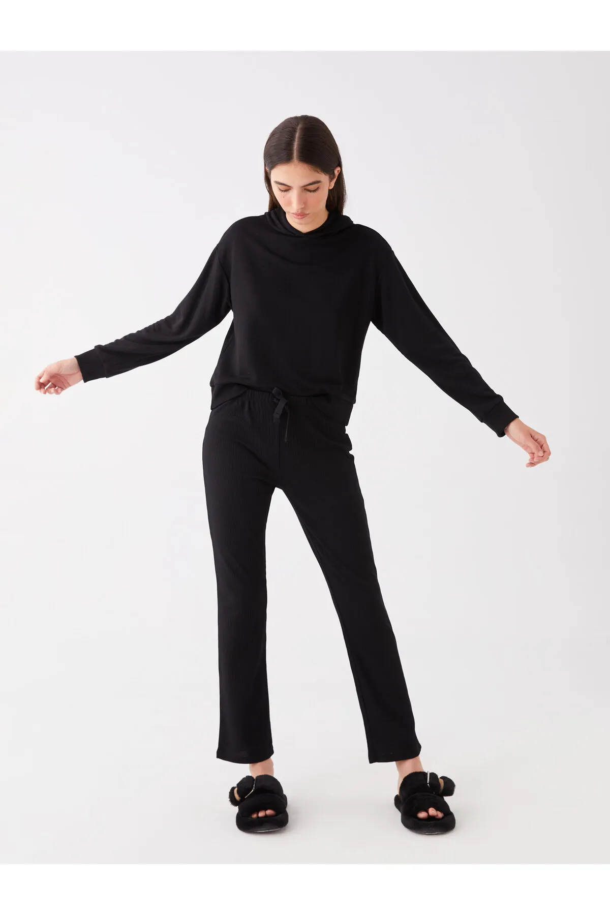 LC Waikiki  Einfarbige Damen-Pyjamahose mit elastischem Bund