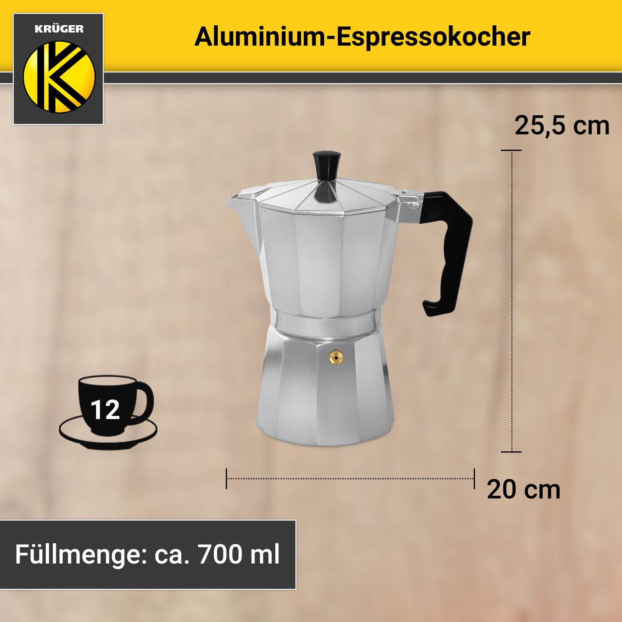 Karl Krüger Alu-Espressokocher ITALIANO, 12 Tassen