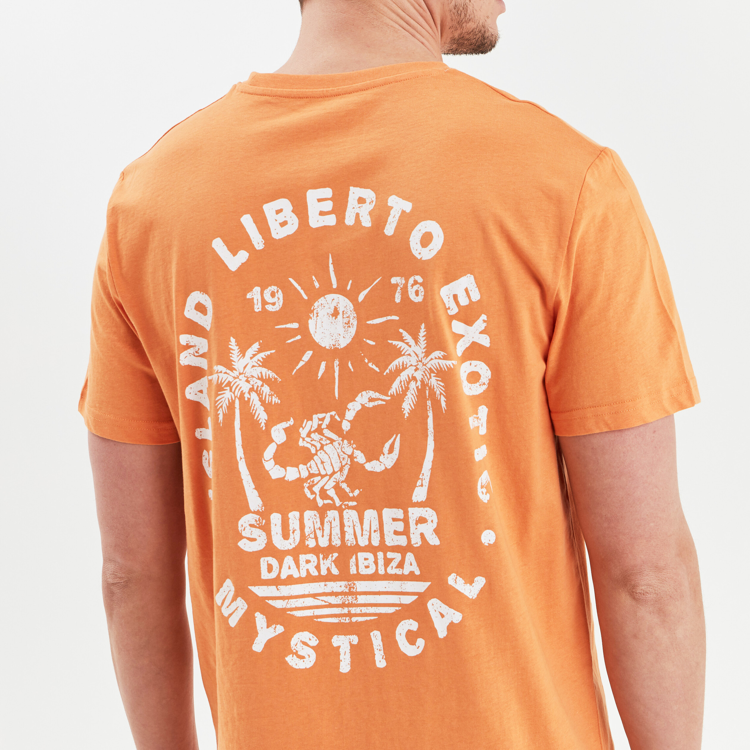 T-shirt manches courtes en coton Liberto orange clair homme | La Halle