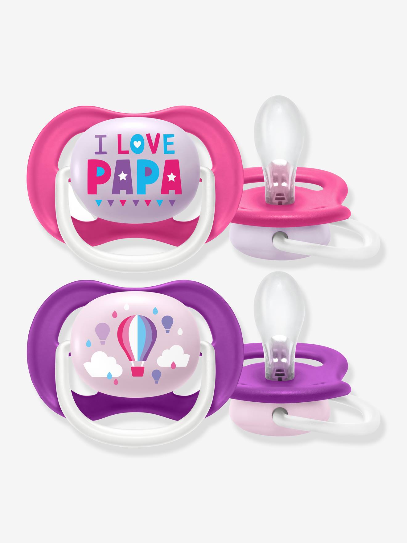 Lot de 2 sucettes Ultra air animals 2e âge Philips AVENT ours + pattes d'ours