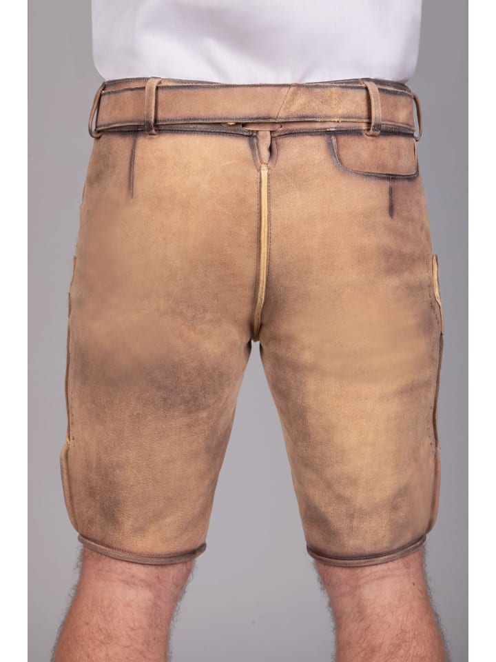 Edelnice Kurze Wildbock Lederhose Peter grün sämisch in braun günstig kaufen
